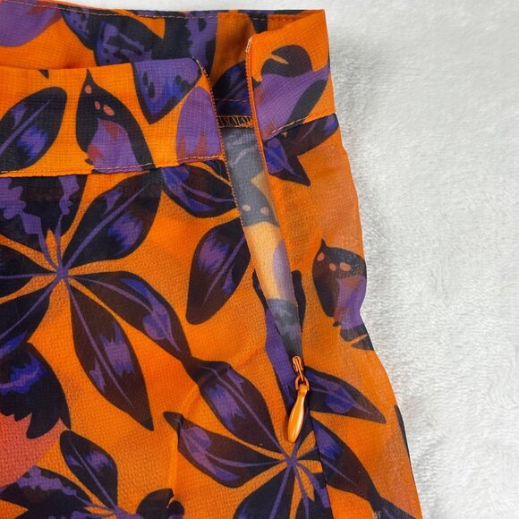 PrettyLittleThing Womens High-Waisted Sheer Pants Sz12 Beach Flares Floral pants - Picture 7 of 11